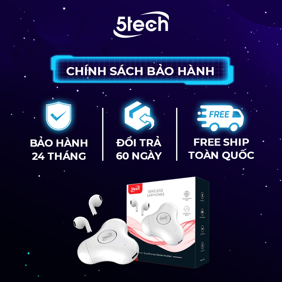 Tai nghe bluetooth , tai nghe không dây 5TECH 5T226 hàng chính hãng chống nước , pin trâu tích hợp con xoay 3 cánh giúp xả stress , giảm căng thẳng mệt mỏi