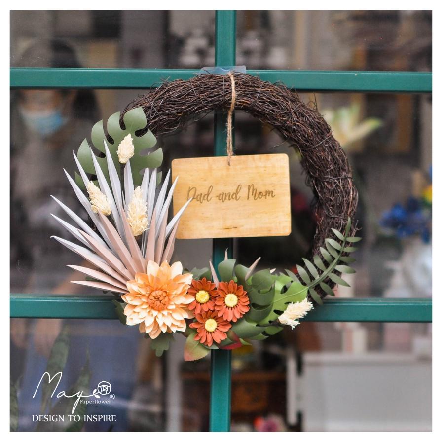 Vòng Hoa Treo Cửa Handmade Trang Trí - Tropical Nest MAYPAPERFLOWER Size 35cm