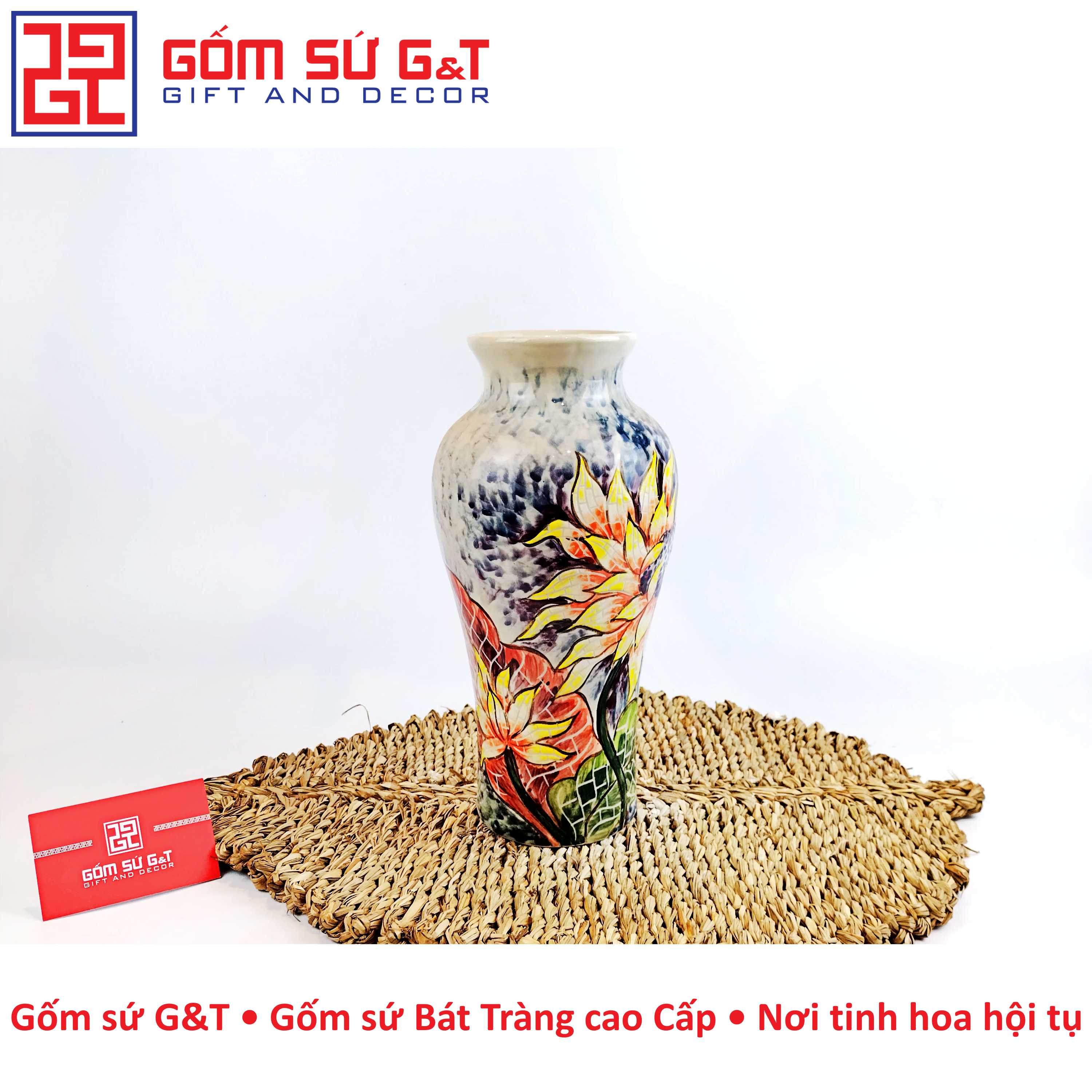 Lọ hoa đùi dế hoa hướng dương Gốm Sứ G&T