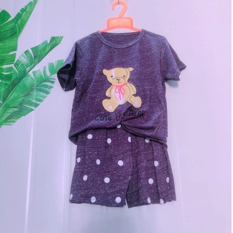 (15-30kg) Bộ cộc tay bé gái in hình chuột mickey,gấu bear, thun cotton hàng chính phẩm Cizi.shop