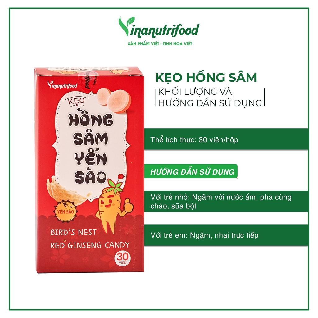 Kẹo Hồng Sâm Yến Sào Vinanutrifood, Được làm từ hồng sâm cao cấp, Lọ 30 viên