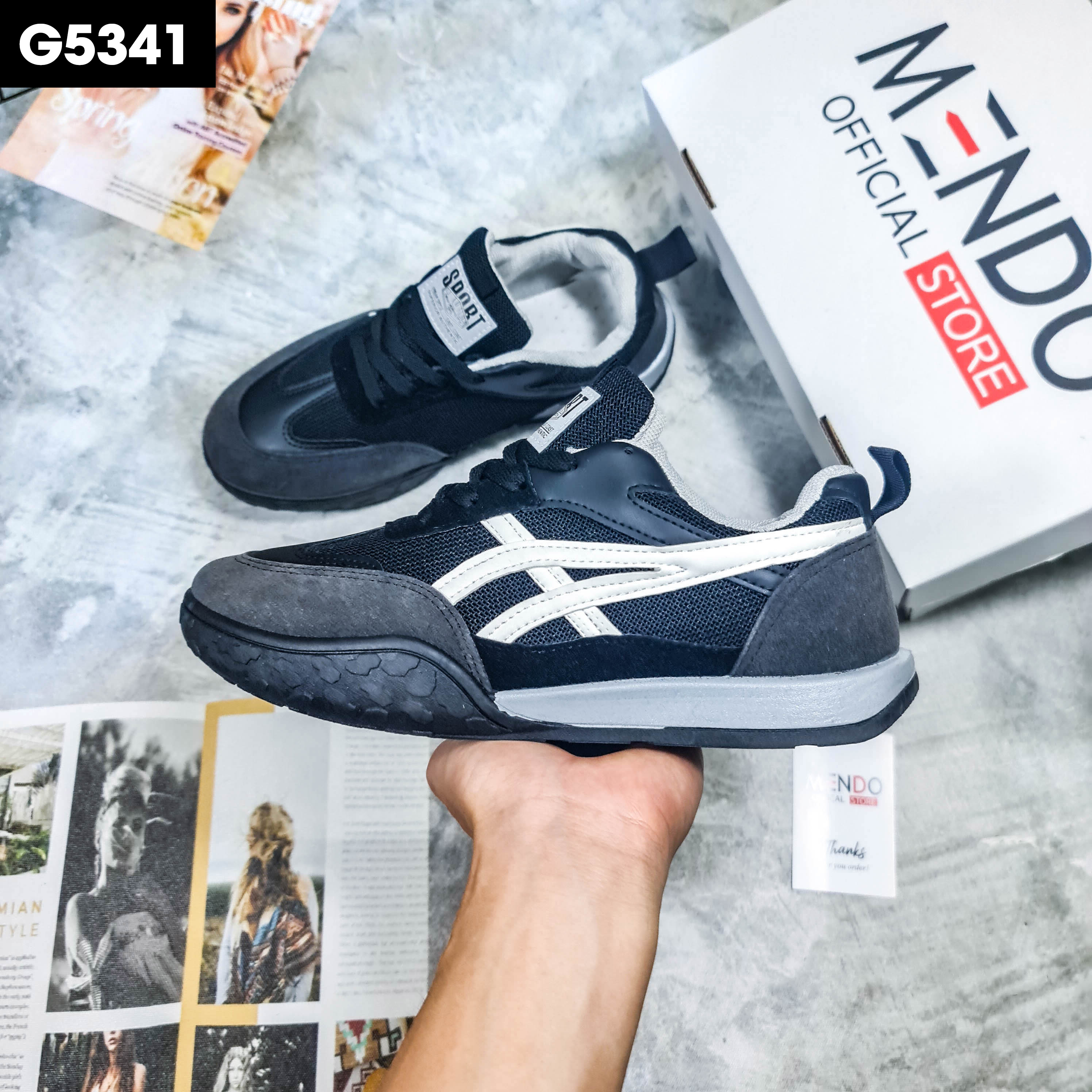 Giày Thể Thao Nam MENDO - Giày Sneaker Màu Kaki - Trắng - Đen, Giày Thể Thao Dáng Hàn Quốc, Phù Hợp Mọi Lứa Tuổi  - G5351