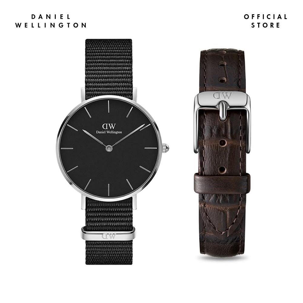 Combo Gift Nữ Daniel Wellington Đồng hồ Petite Cornwall DW00100216 + Dây da đồng hồ Petite DW00200152