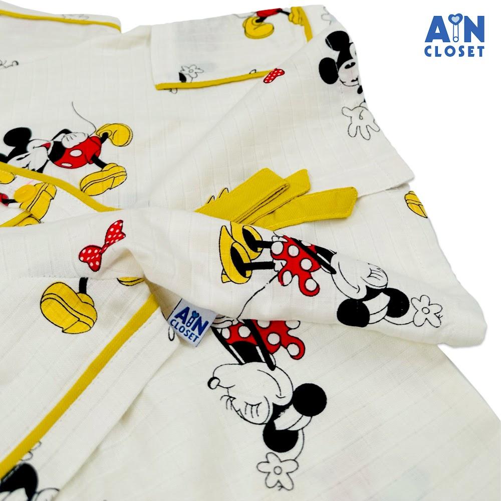 Bộ quần áo Lửng unisex cho bé họa tiết Mickey Mouse vàng xô sợi tre - AICDBTWHTVVA - AIN Closet