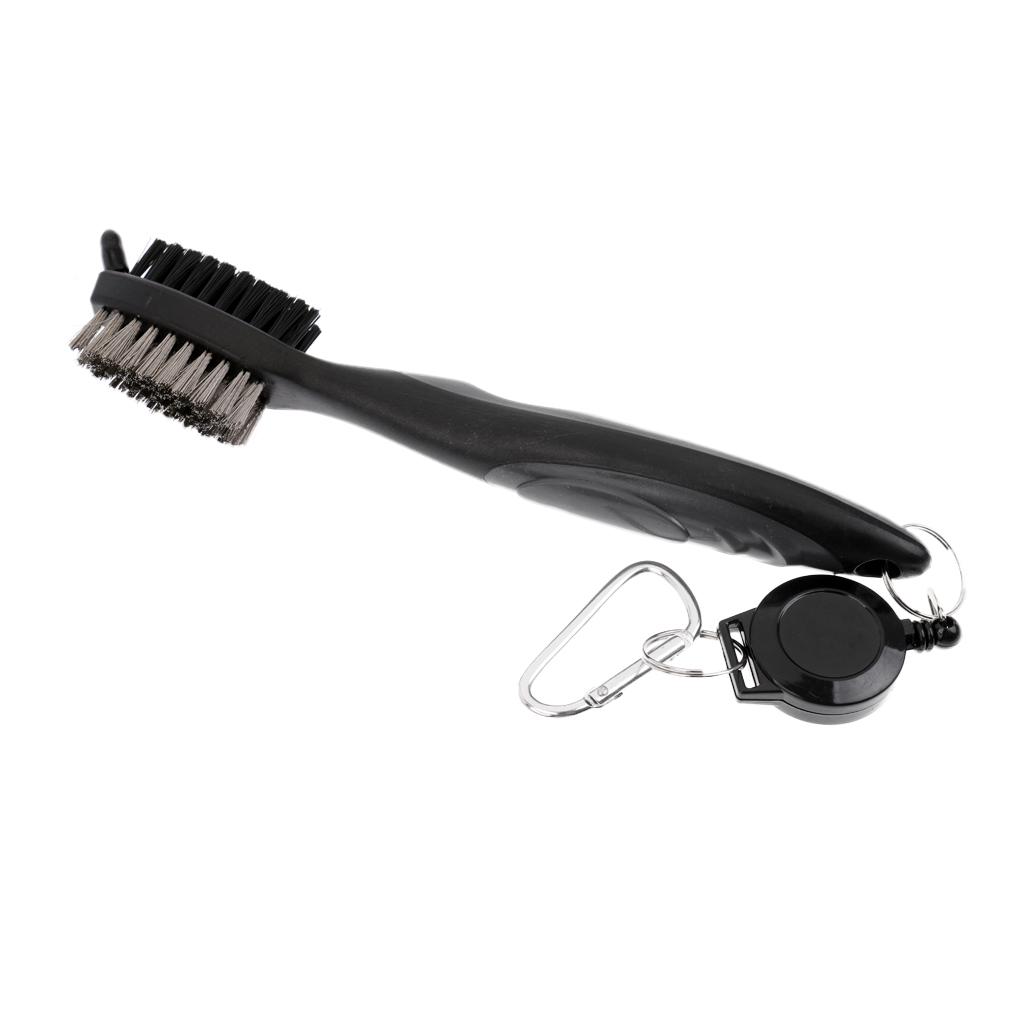 Double Sides Golf Club Brush Groove Cleaner with Retractable String