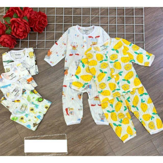 Bộ cotton giấy dài tay cài cúc giữa