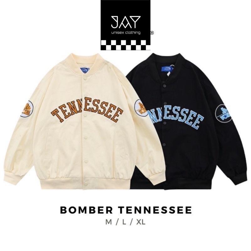 Áo Khoác Kaki BOMBER TENNESSEE Form Rộng Tay Dài Ulzzang màu KEM/ĐEN ️/Nam Nữ Unisex