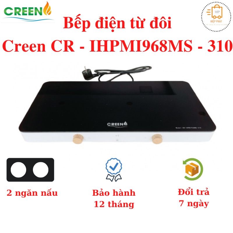 Bếp Điện Từ Đôi Dương Mini Creen CR - IHPMI968MS - 310, 2 Ngăn Nấu, Công Suất 2800W, Mặt Kính Pha Lê, Thương Hiệu Tây Ban Nha - Hàng chính hãng