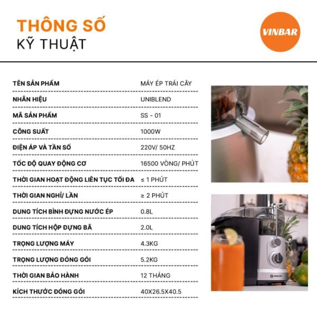 MÁY ÉP NHANH UNIBLEND SS - 01