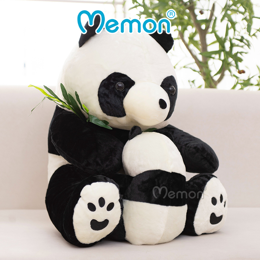 Gấu Bông Gấu Trúc Cầm Cành Trúc 25cm -55cm Cao Cấp Memon, Gấu Trúc Nhồi Bông Cute