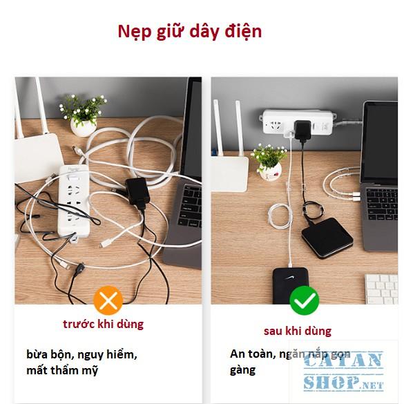 Nẹp dây điện dán tường GD468-NepDD treo giữ cố định dây sạc, cáp sạc thông minh,bộ kẹp đi dây điện 20 cái có kèm keo dán