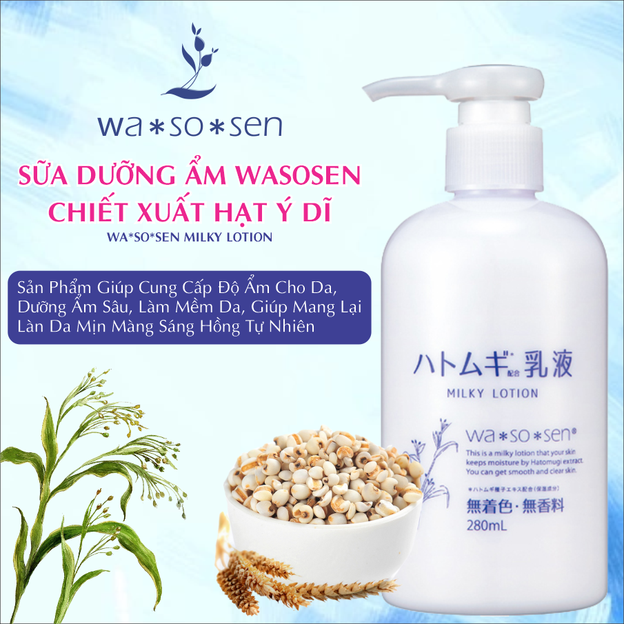 Mua Sữa Dưỡng Ẩm Wasosen Milky Lotion Dưỡng Ẩm Sâu Và Làm Mềm Da Chiết Xuất  Hạt Ý Dĩ (Chai 280ml)