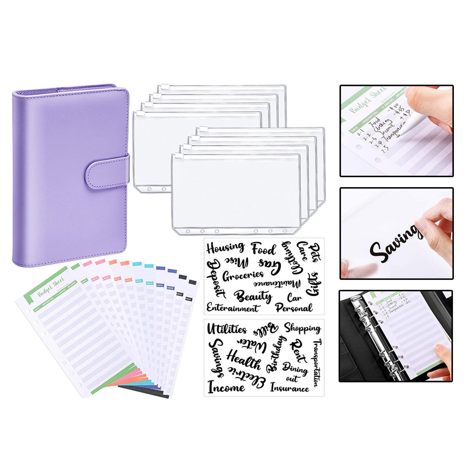 A6 Notebook Binder Zipper Envelopes for Budget Planner Organizer