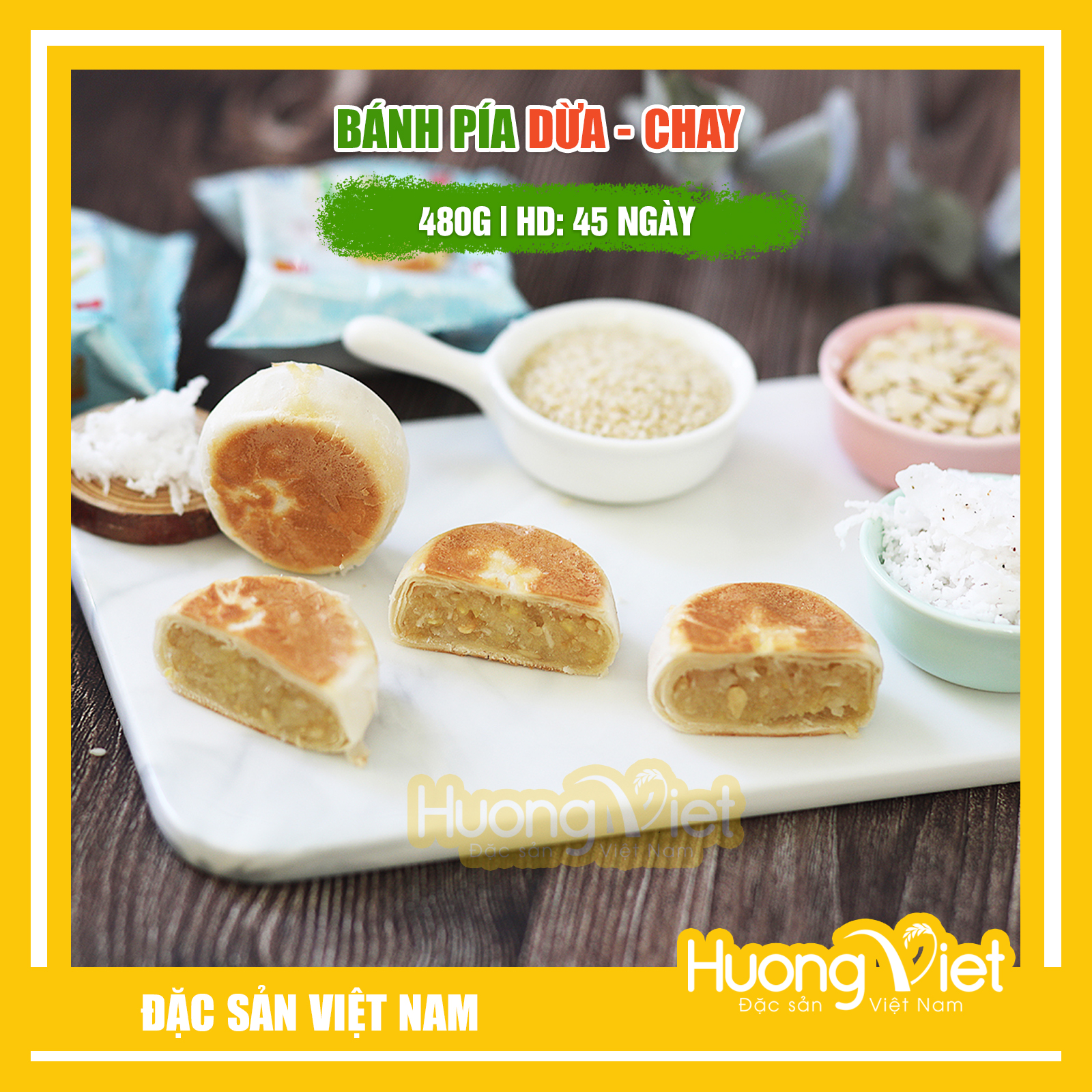 Đặc Sản Sóc Trăng - Bánh Pía Dừa Sầu Riêng Tân Huê Viên, Bánh Pía Mini Gói 12 Cái 480G, Bánh Pía Chay Đặc Sản Sóc Trăng