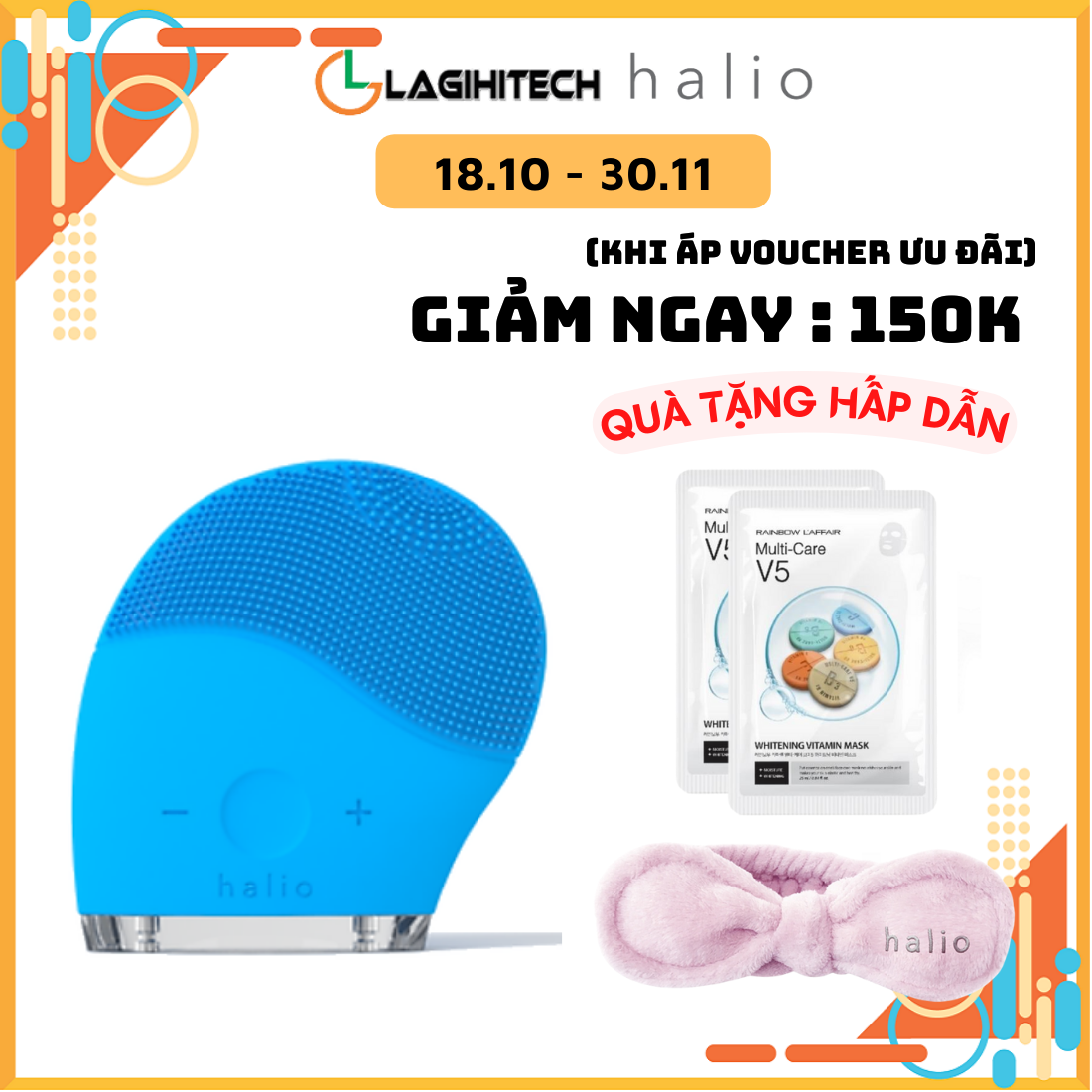 Máy Rửa Mặt Và Mát Xa Da Mặt Halio Facial Cleansing &amp; Massaging Device