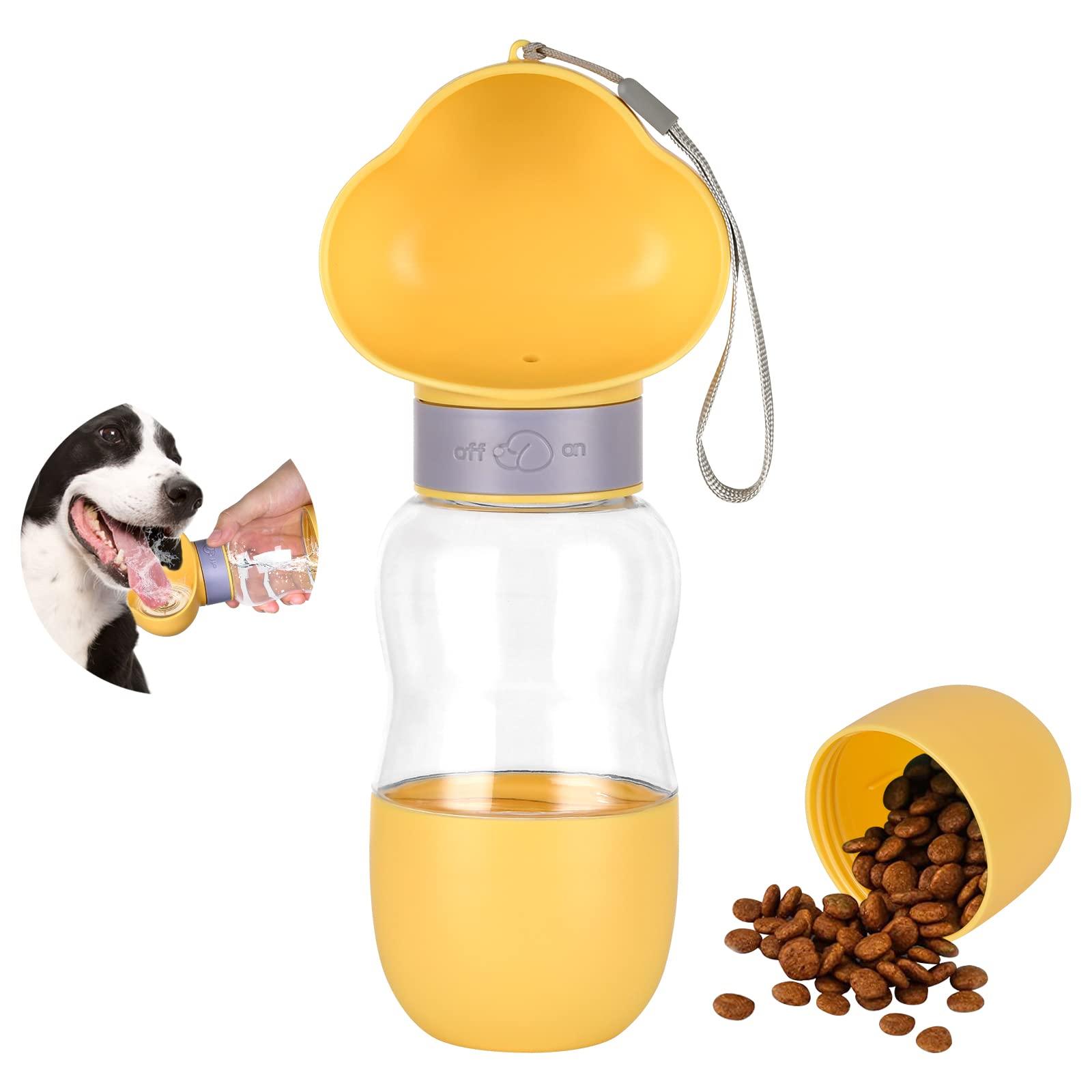 Chó chai Totrink cho khi di chuyển, 550ml Chai nước di động cho con chó lớn uống chai nhỏ, với 200 ml cốc thức ăn cho chó