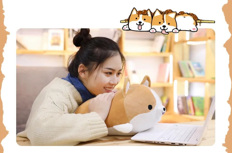 Thú nhồi bông chó corgi tròn dễ thương - Size 35cm - Quà tặng gấu bông chó shiba inu - Gối ôm mềm mịn cho bé
