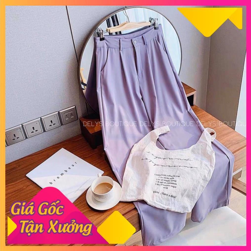 QUẦN ỐNG RỘNG DÁNG DÀI MÀU TÍM PHONG CÁCH HÀN QUỐC DÀI 100CM 935
