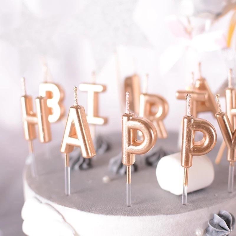 Nến chữ HAPPY BIRTHDAY trang trí bánh sinh nhật