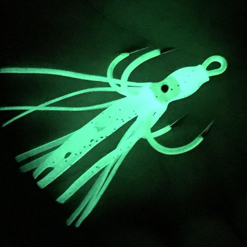 1pc Squid Skirts Fishing Hooks Glow Night Quadruple Fishing Lures Luminous Octopus Artificial Bait Hook Saltwater Jig