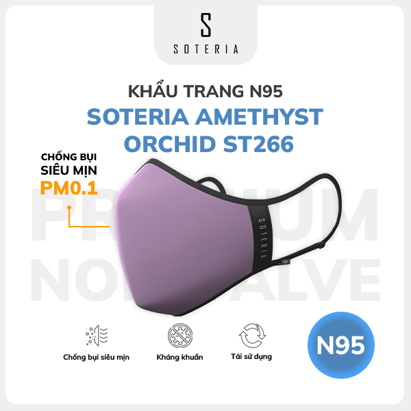 Khẩu trang thời trang Soteria Amethyst Orchid ST266 - N95 lọc 99% bụi mịn 0.1 micro