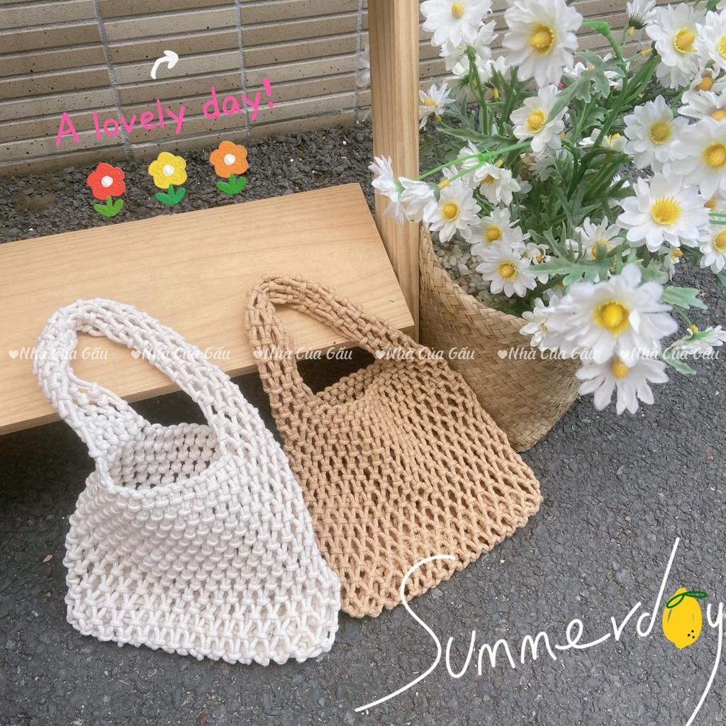 Túi cói lưới mẫu mới đi biển size mini nhỏ xinhhh