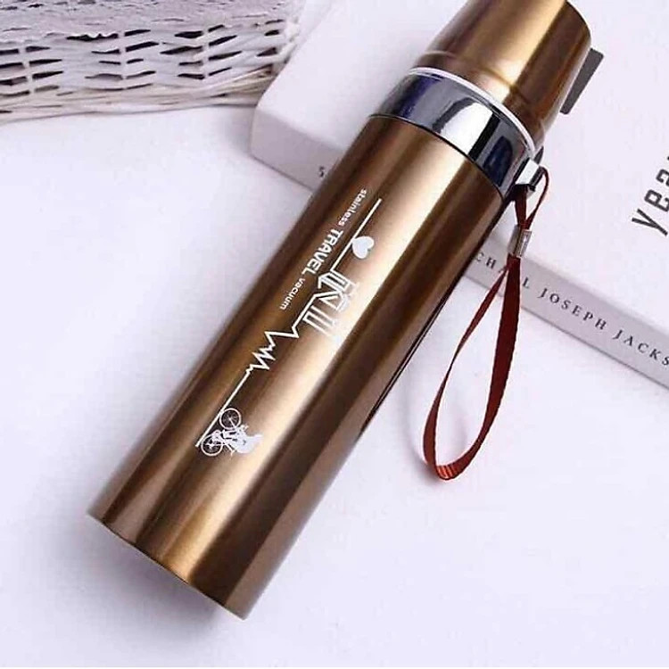 Bình Giữ Nhiệt Nóng Lạnh Cao Cấp Pure Healthy Happy 800ml, Bình Giữ Nhiệt Inox304 Không Gỉ Có Nắp Đậy Chống Tràn - Hàng chính hãng