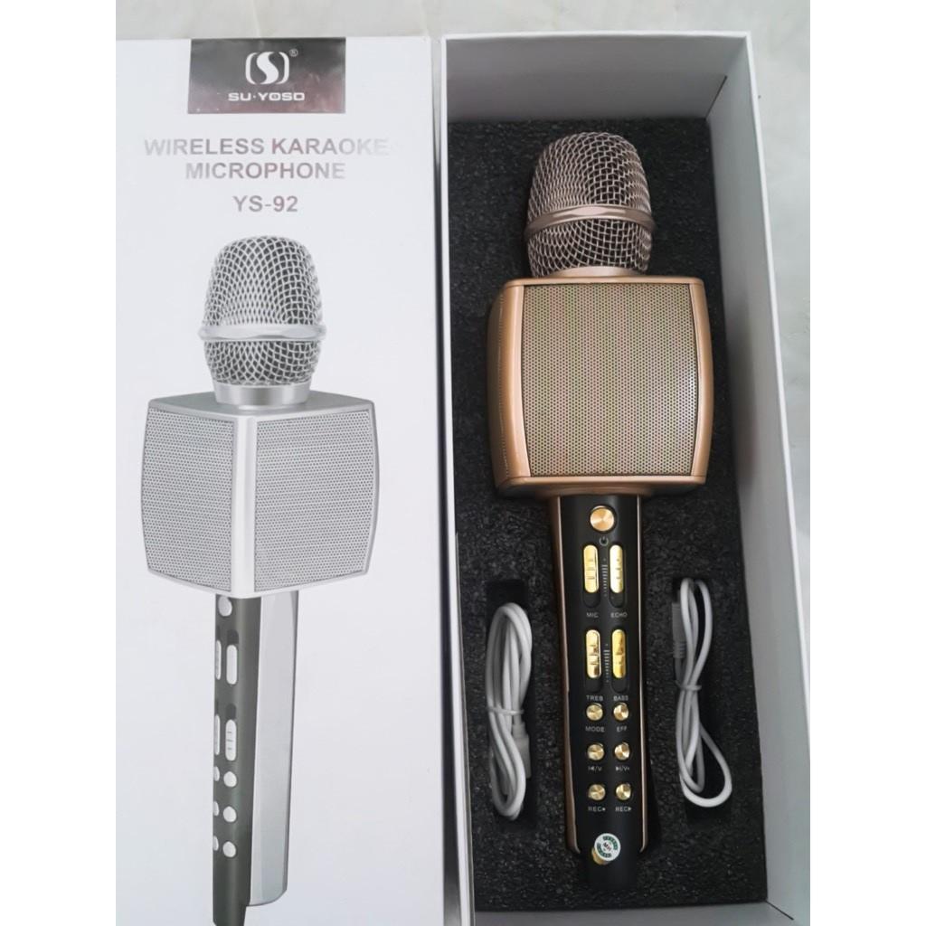 Micro Karaoke Bluetooth YS-92 Trang Bị Soudcard Thu Âm Dùng Livetream Và Hát Như Micro Loa Rời Bình Thường