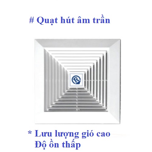 Quạt hút âm trần chính hãng Roman sải cánh 25cm - Hút mùi hút nhiệt hút ẩm hiệu quả với lưu lượng gió cao độ ồn thấp RCF25T