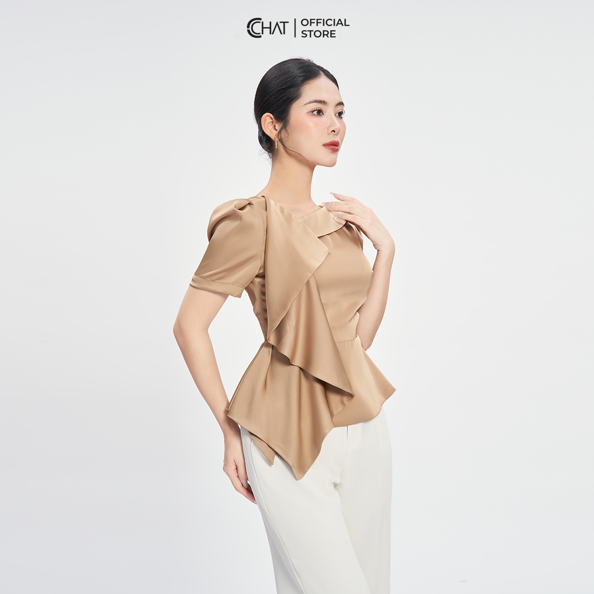 Áo Kiểu Nữ Dáng Peplum Bèo Đổ Chất Lụa Cao Cấp Mềm Mịn 53ANL2007PT
