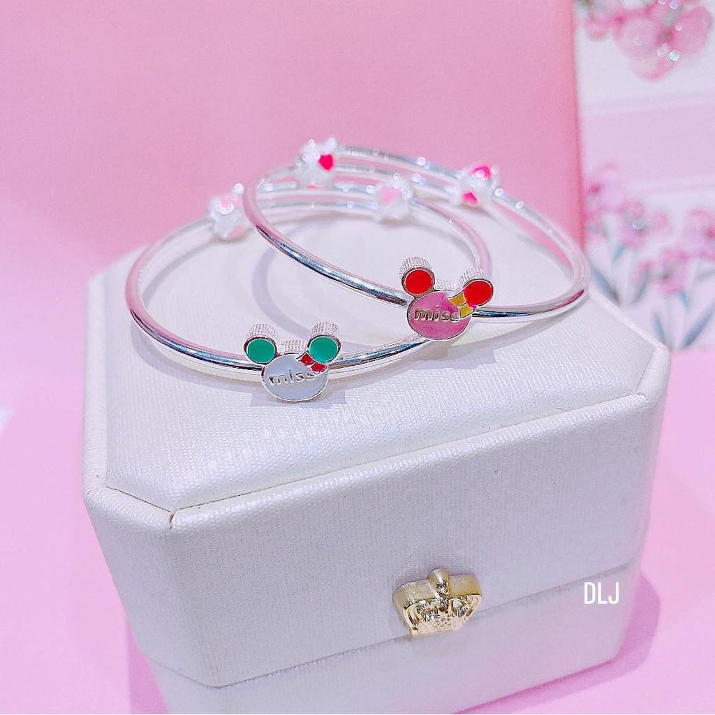 Lắc tay,vòng tay bạc cho bé gái charm màu sắc hình nghộ nghĩnh dễ thương,khoá điều chỉnh size to nhỏ dễ dàng MS170