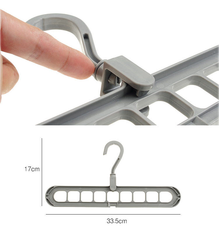 Combo 3 móc quần áo 9 lỗ bằng nhựa có thể xoay 360 độ đa chức năng tiện lợi - Màu Giao ngẫu nhiên