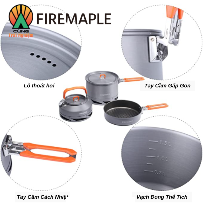 Bộ Nồi Dã Ngoại Fire Maple 3 Chiếc Feast Heat Exchanger Set FEAST-HEAT