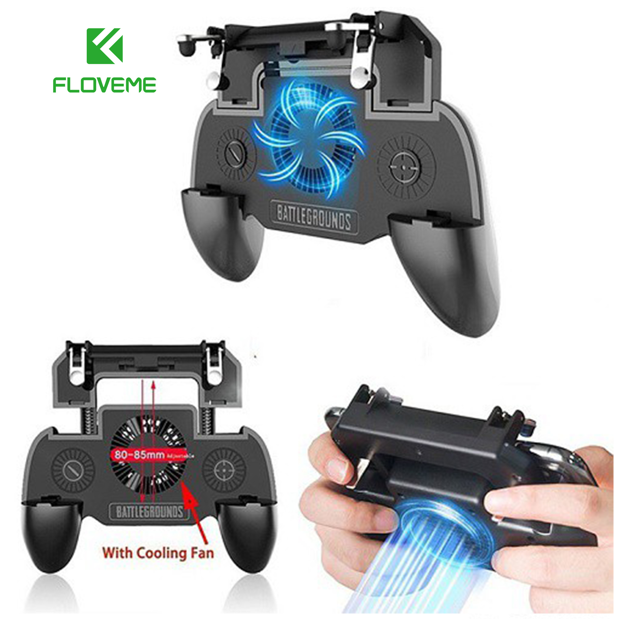 Tay Cầm Chơi Game Tích Hợp nút bắn có quạt tản nhiệt SR3 - Kèm Sạc Pin 2000Mah PUBG ROS FF