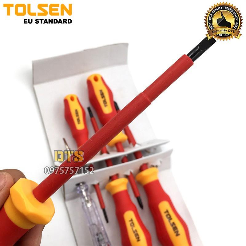 Bộ tua vít cách điện 1000v công nghiệp 6 cây TOLSEN, kiểm định chất lượng GS, VDE, an toàn cao, bộ tô vít cách điện