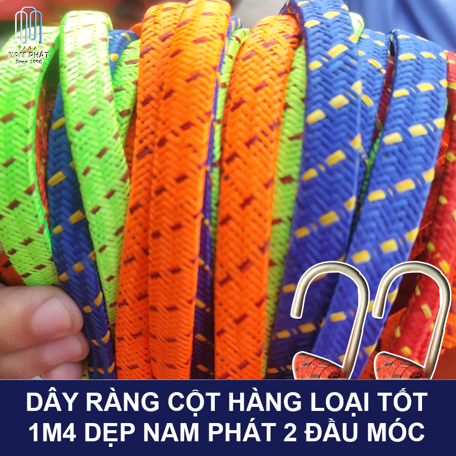 Dây ràng dẹp, dây su dẹp, dây chun chằn hàng 2 đầu móc loại tốt 1m4