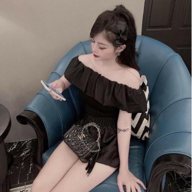 Áo trễ vai 2 lớp cộc tay bánh bèo đẹp sang chảnh A666 coco land sang chảnh. trendy hot girl