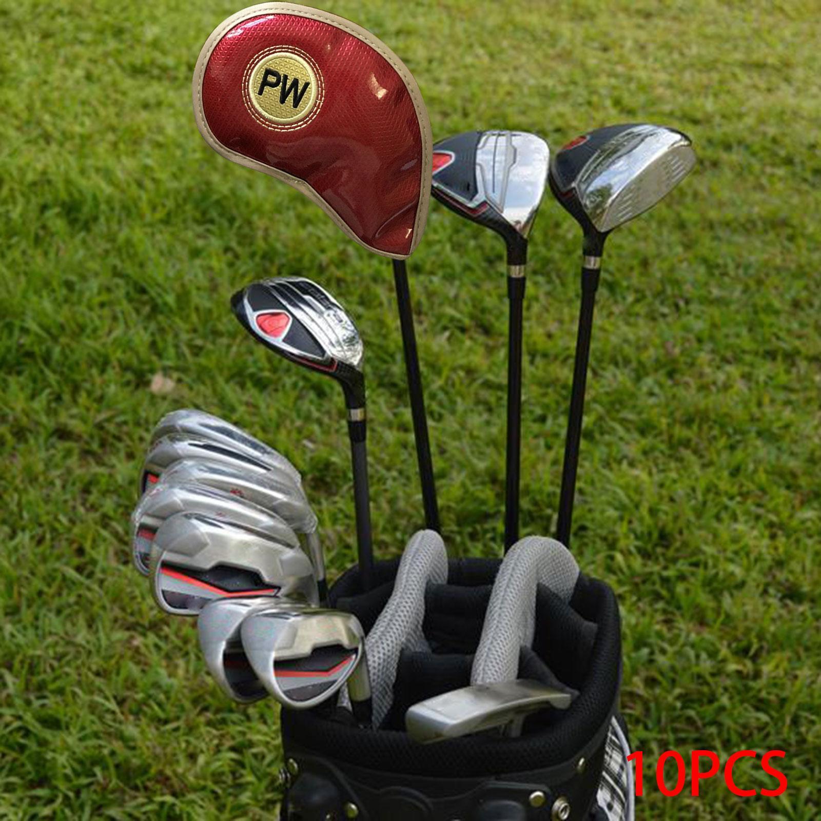 10x Golf Iron Headcover PU Golf Club Head Cover Golf Wedge Iron Protective Headcover for Unisex