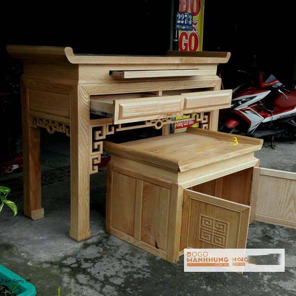 Combo bộ bàn Tủ thờ gỗ sồi mẫu hiện đại