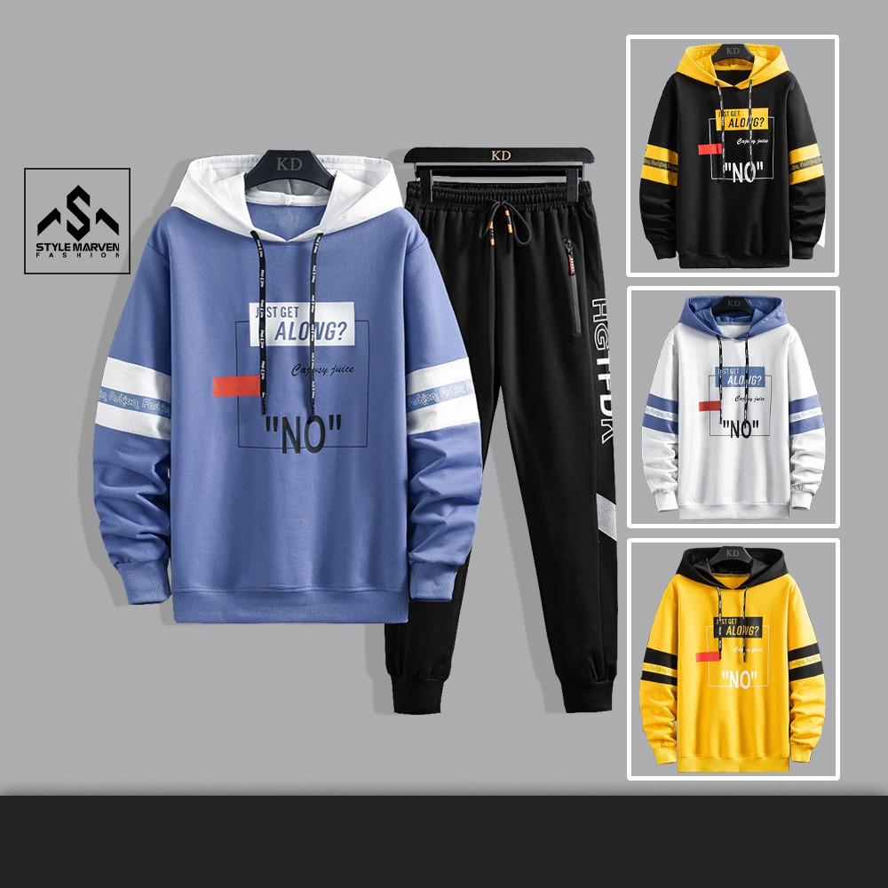 Bộ quần áo nỉ thể thao unisex Hoodie ALONG in cách điệu phối quần Jogger bo ống năng động SET NAM 90000169