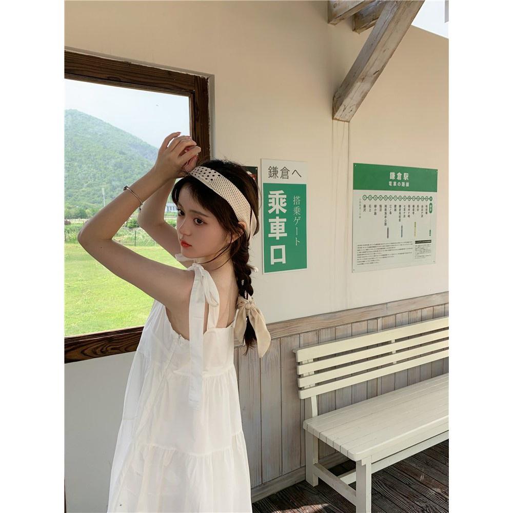 Đầm Nữ 2 Dây Bản To Buộc Nơ 3 Tầng Váy Nữ Babydoll