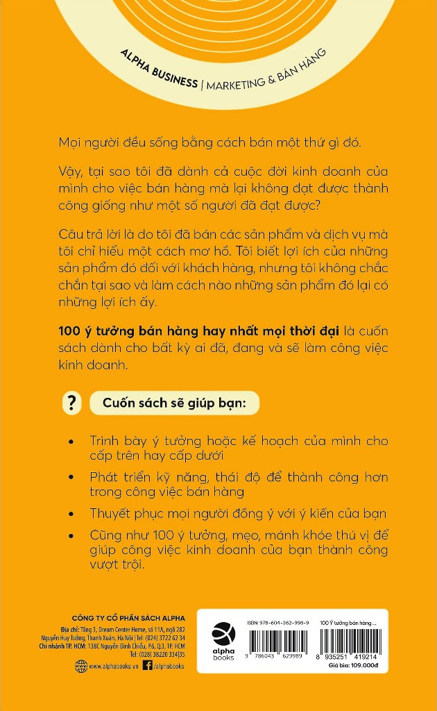 100 Ý Tưởng Bán Hàng Hay Nhất Mọi Thời Đại - Ken Langdon - Nhóm BKD 47 dịch - Tái bản -