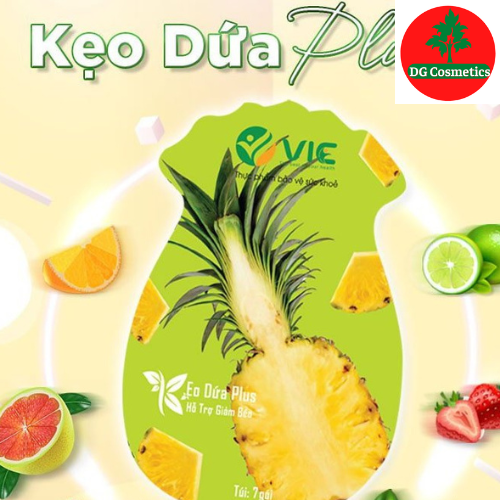 Kẹo dứa Plus giảm cân VIC organic, hỗ trợ giảm mỡ, giảm thèm ăn ( 1 túi 7 viên)