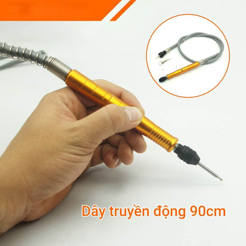 Dây truyền động máy khoan mài khuôn tay cầm 3 chấu vàng kèm 2 đĩa cắt răng cắt gỗ nhựa V5