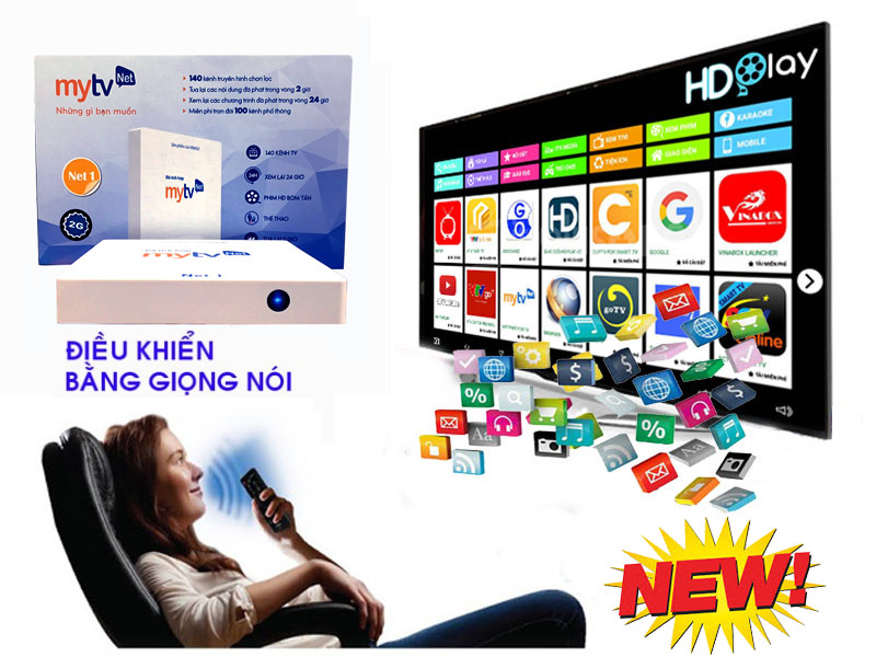 Android tivi Box MyTV NET 2GB bản  2019 4K utra, truyền hình bản quyền - CHÍNH HÃNG