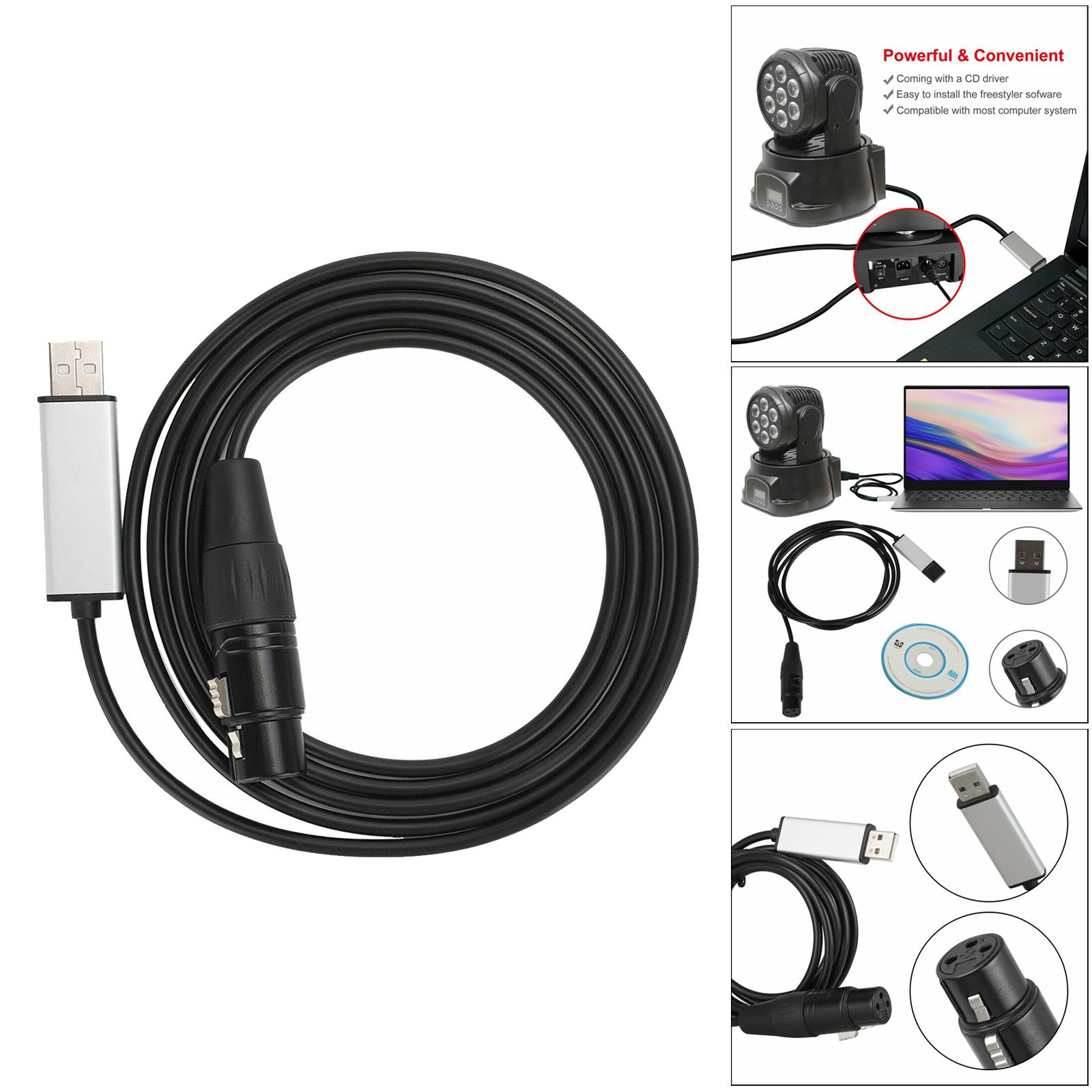 USB to RS485 XLR Female DMX512 XLR Computer PC Stage Studio Cable 1.8m