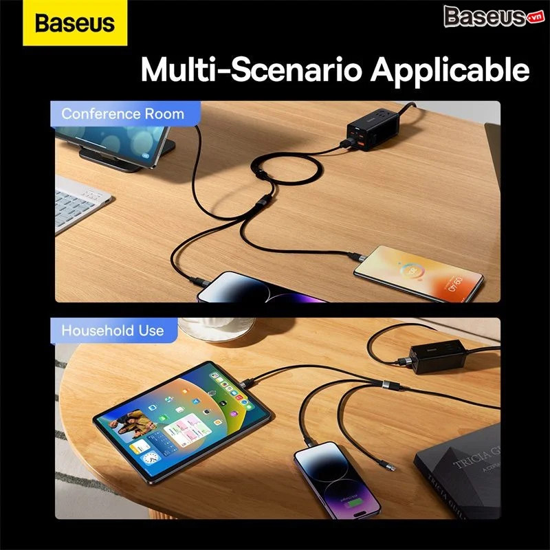Cáp Sạc Đa Năng Baseus StarSpeed 1-for-3 Fast  Data Cable USB to Micro ipType C - HÀNG CHÍNH HÃNG