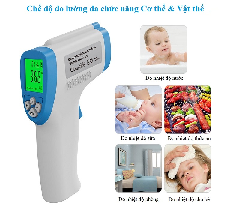 Nhiệt kế thông minh đo trán hồng ngoại 8806C ( Đo nhiệt độ cơ thể, đồ vật, nhiệt độ phòng ... - Tặng kèm bộ 6 con bướm dạ quang phát sáng )