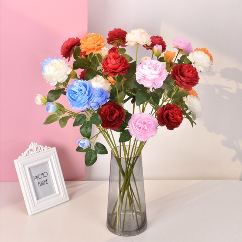 Sét 5 cành hoa trà cao cấp 3 bông