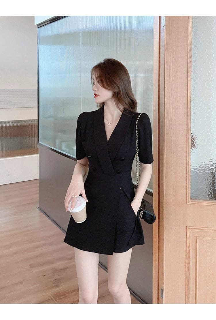 SET BỘ QUẦN SHORT ÁO CỔ VEST PHỐI NÚT CAO CẤP